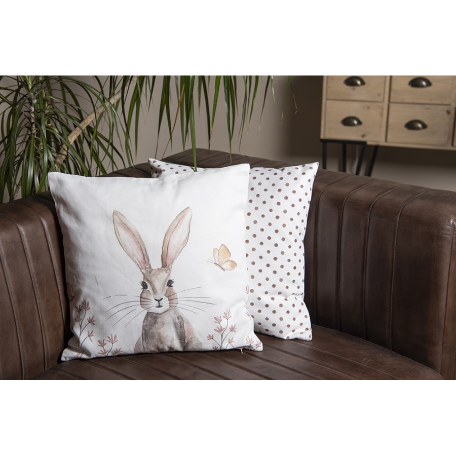 Federa cuscino in cotone  con coniglio e pois - 40x40 cm - Clayre & Eef